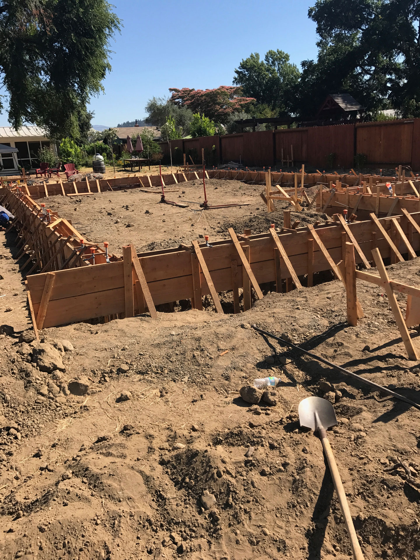 Garage trench and foundation framing
